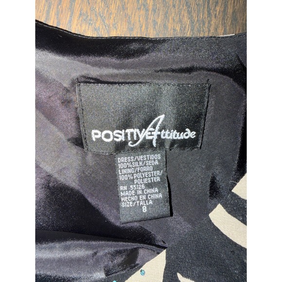 Positive Attitude Black Tan Zebra Print Maxi Dress Beaded Retro Y2K Silk Size 8 - Picture 6 of 12